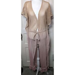 Turks & Caicos Beach Swim Cover Up Puka Shells Pink Ombre Women's L/XL NWT(1019)